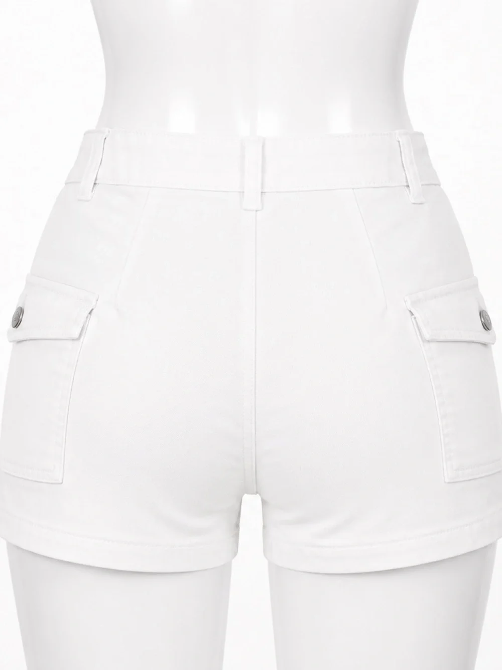 Women's White Cargo Pocket Shorts